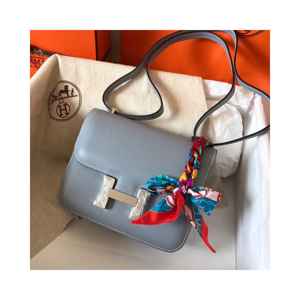 Grey-Blue H-Clasp Flap Bag