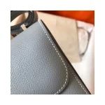 Grey-Blue H-Clasp Flap Bag