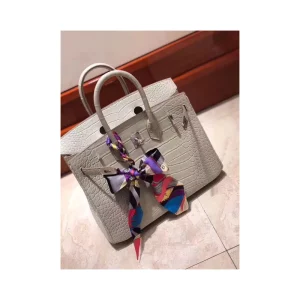Grey Croc-Embossed Top-Handle Tote