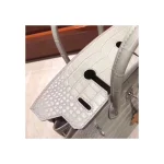 Grey Croc-Embossed Top-Handle Tote