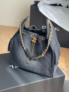 Grey Drawstring Bucket Bag