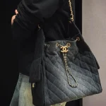 Grey Drawstring Bucket Bag