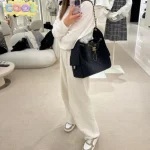 Grey Drawstring Bucket Bag