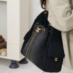 Grey Drawstring Bucket Bag