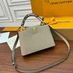 Grey-Green Leather Structured Handbag
