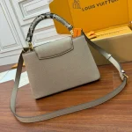 Grey-Green Leather Structured Handbag