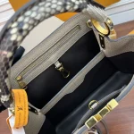 Grey-Green Leather Structured Handbag