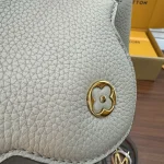 Grey-Green Leather Structured Handbag