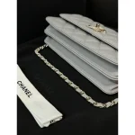 Grey Quilted Top-Handle Chain Bag