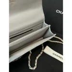 Grey Quilted Top-Handle Chain Bag
