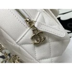 Ivory Quilted Top-Handle Backpack