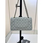 Light Grey Classic Quilted Flap Bag