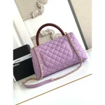 Lilac Quilted Top-Handle Flap Bag