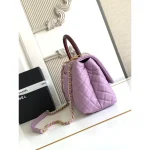 Lilac Quilted Top-Handle Flap Bag