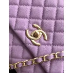 Lilac Quilted Top-Handle Flap Bag