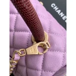 Lilac Quilted Top-Handle Flap Bag