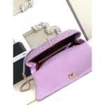 Lilac Quilted Top-Handle Flap Bag