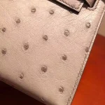 Mauve Ostrich-Embossed Top-Handle Bag