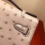 Mauve Ostrich-Embossed Top-Handle Bag