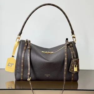 Monogram-Leather-Hobo-Grey