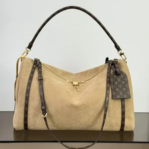 Monogram-Suede-Hobo-Beige
