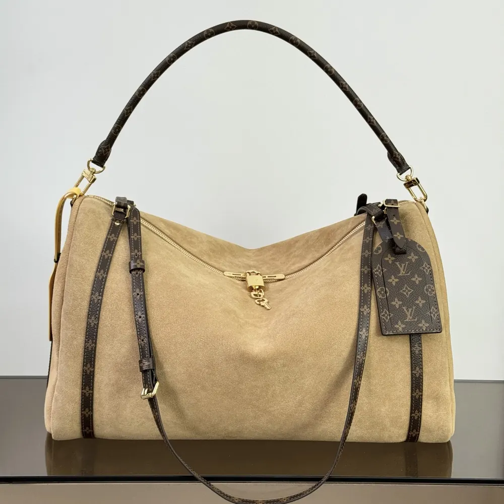 Monogram-Suede-Hobo-Beige