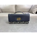 Navy Oblique CD-Clasp East-West Bag