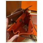 Orange Canvas-and-Leather Top-Handle Bag