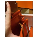 Orange Canvas-and-Leather Top-Handle Bag
