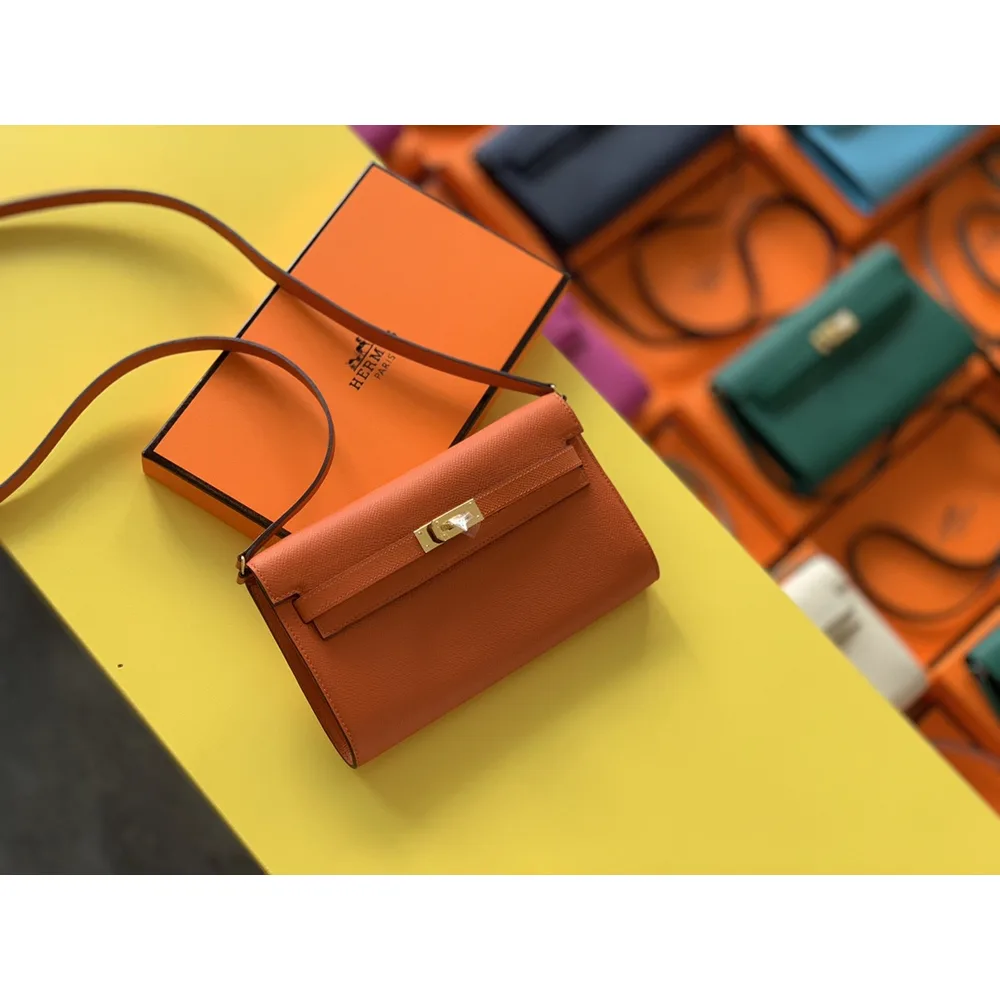 Orange Mini Flap Clutch