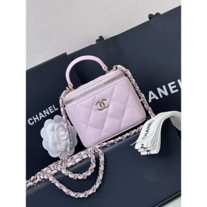Pink Chain Vanity Case Bag
