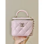 Pink Chain Vanity Case Bag
