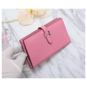 Pink Leather Long Wallet