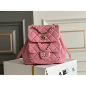 Pink Quilted Chain Backpack