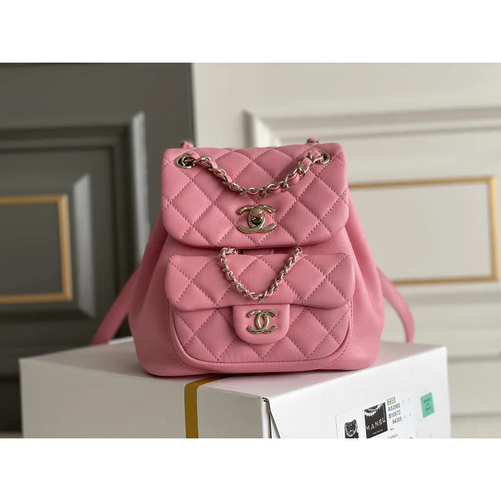 Pink Quilted Chain Backpack