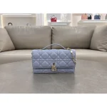 Powder Blue Cannage Top-Handle Bag