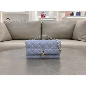 Powder Blue Cannage Top-Handle Bag