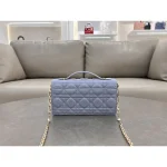 Powder Blue Cannage Top-Handle Bag