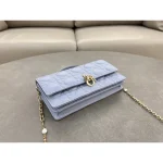Powder Blue Cannage Top-Handle Bag