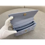 Powder Blue Cannage Top-Handle Bag