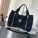 Quilted-Velvet-Hobo-Tote-Black
