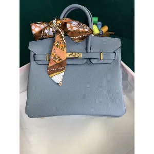 Sky Blue Structured Top-Handle Tote