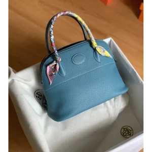 Sky Blue Top-Handle Bag with Twilly