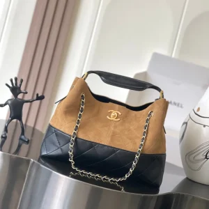 Suede-Leather-Colorblock-Hobo-Brown
