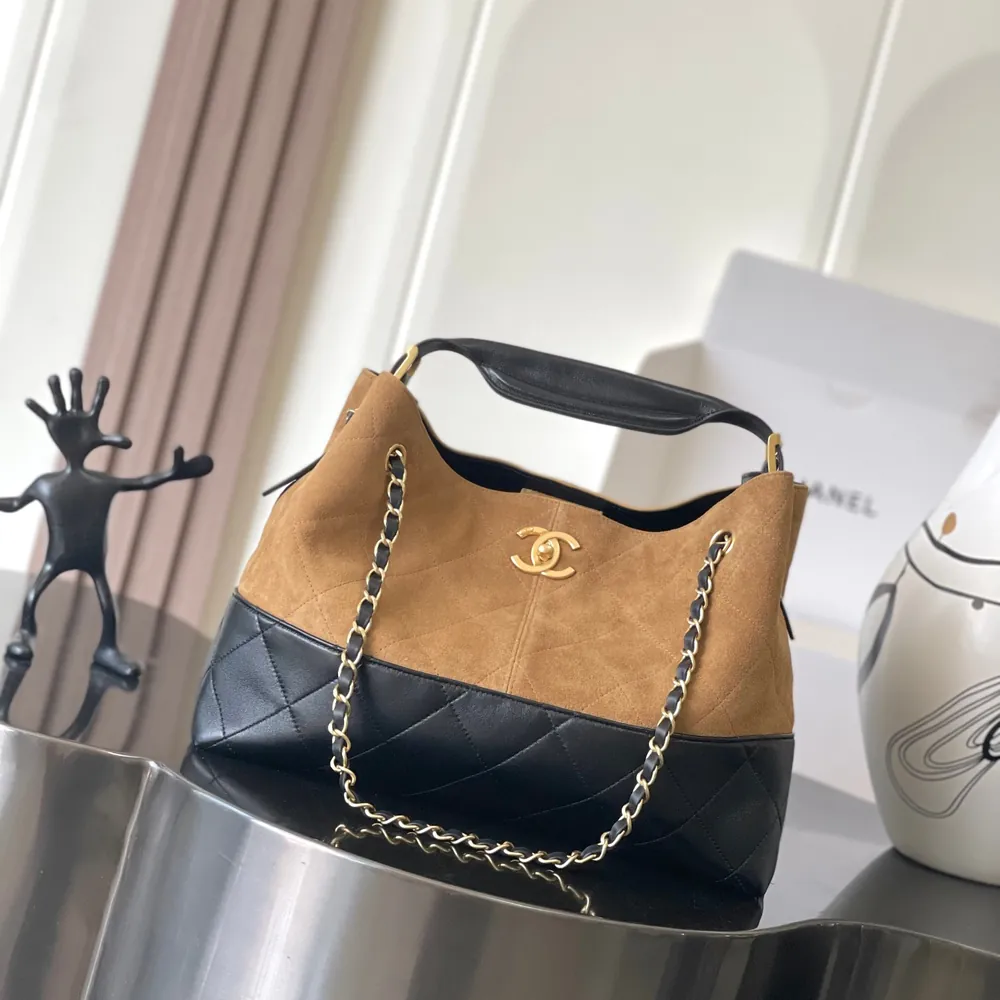 Suede-Leather-Colorblock-Hobo-Brown