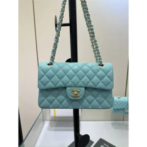 Teal Classic Quilted Flap Bag