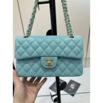 Teal Classic Quilted Flap Bag