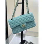 Teal Classic Quilted Flap Bag