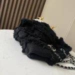 Tweed-Fringe-Chain-Hobo-Black