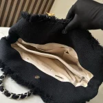 Tweed-Fringe-Chain-Hobo-Black